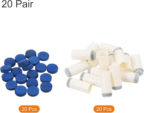 Miniatura 9 de PATIKIL Juego de puntas de taco de piscina de 0512in 20 pares de puntas de taco de billar de repuesto compatibles con casquillos de billar azul y