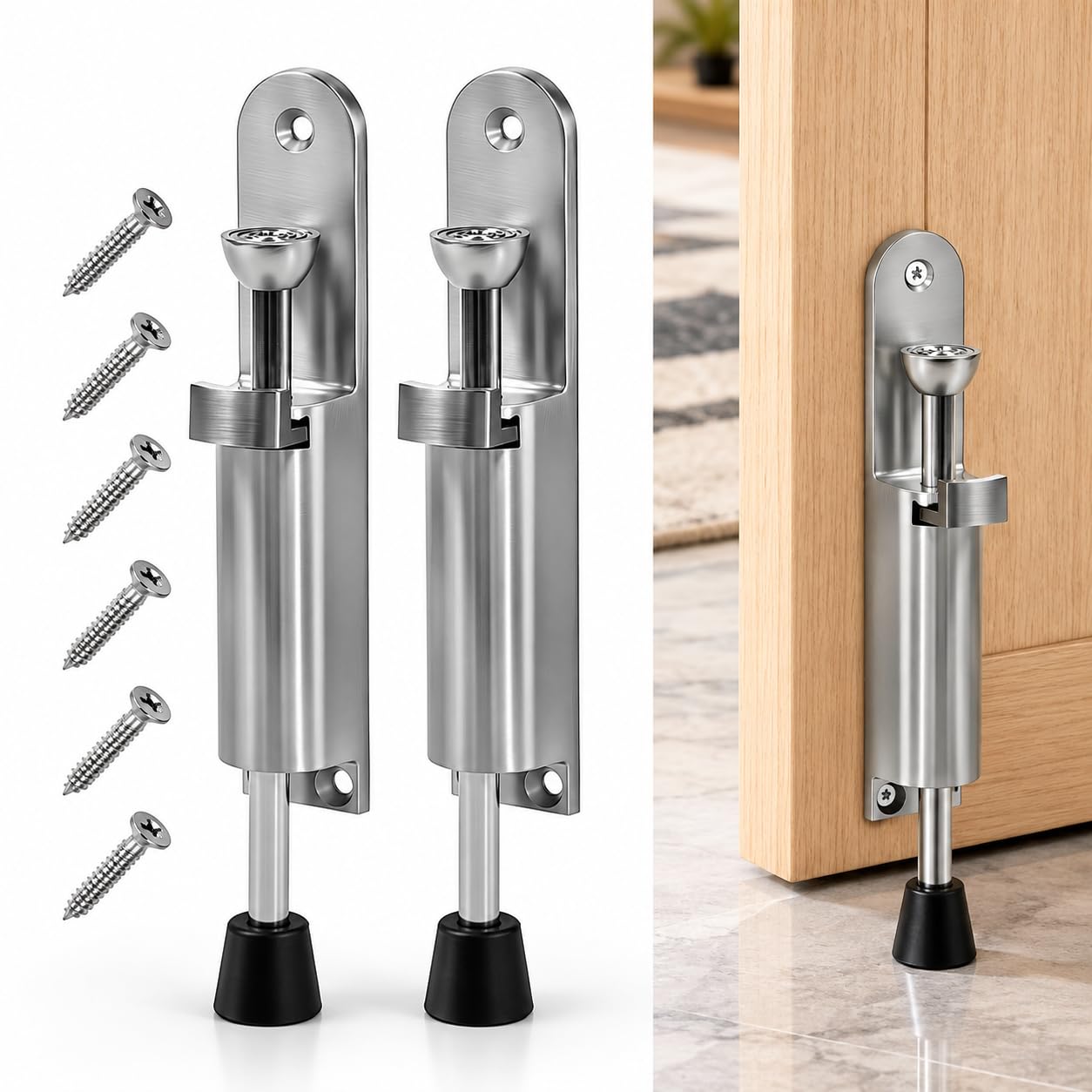 ASOUUNLD 2 Pack Kick Down Door Stop,Foot-Operated, Heavy Duty Zinc Alloy