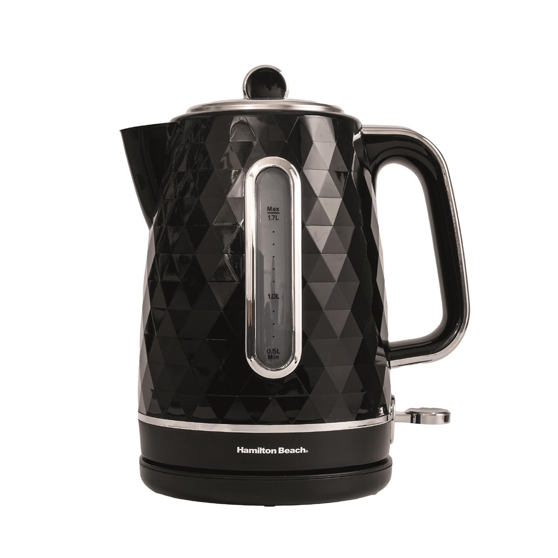 Hamilton Beach Electric Kettle, Diamond, 1.7L, Boil Dry Protection, Diamond Texture, 360° Swivel Base, Easy Read Water Level Window, Built-in Cord Storage, Black - HBK8359B — image 1