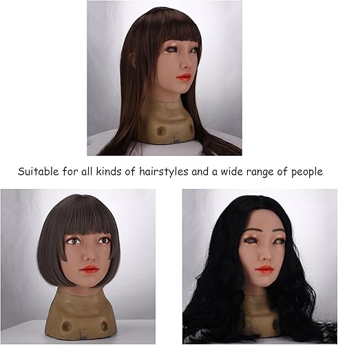 Miniatura 4 de ZWSM Máscara de silicona realista de cabeza femenina hecha a mano para travesti, disfraces transgénero, disfraz, mascarada, máscara de carnaval