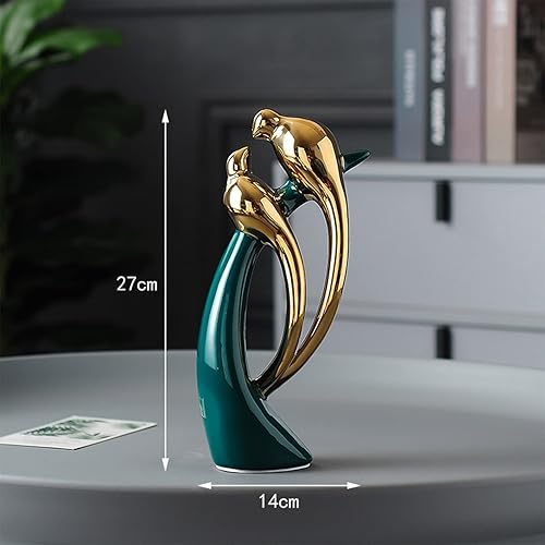 Miniatura 4 de Estatua moderna de arte abstracto de cerámica, estatuas de pájaros, figuras de pájaros de cerámica dorada, decoración del hogar, figuras