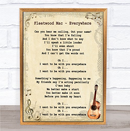 Everywhere Song Lyric Vintage Quote Print