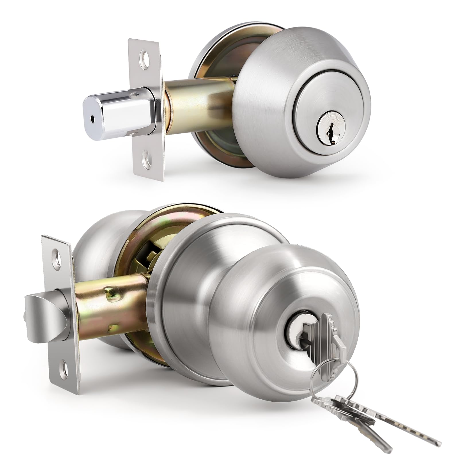 KNOBWELL Matte Black Door Knobs - Keyed Entry Set -9