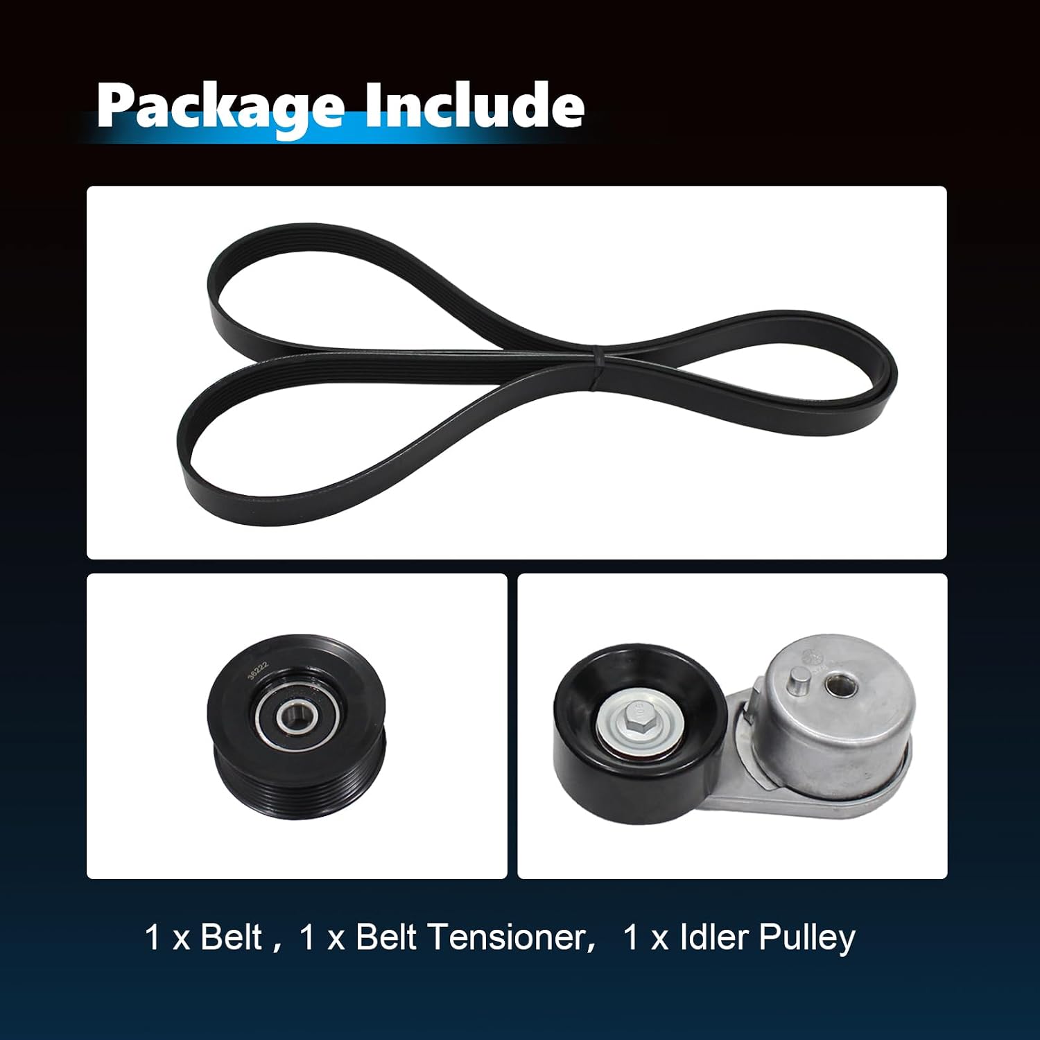 Engine Serpentine Drive Belt Kit Fit for Nissan Frontier 2005-2012/2014-2018, NV1500/NV2500 2012 2014-2021, NV3500 2012 2014-2020, Pathfinder 2005-2006 2008, Xterra 05-06 08 14-15 Replace# 90K38378A