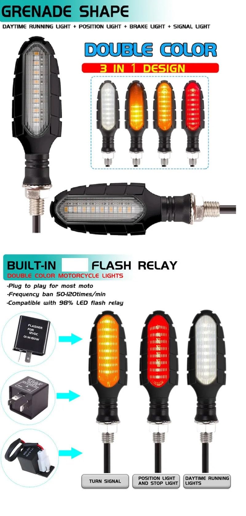Indicatore Di Direzione Del Motociclo 12V 10MM Dell'acqua Che Scorre Freno Lampada Per KAWASAKI Z900RS ZZR600 Z250 EX250 EX300