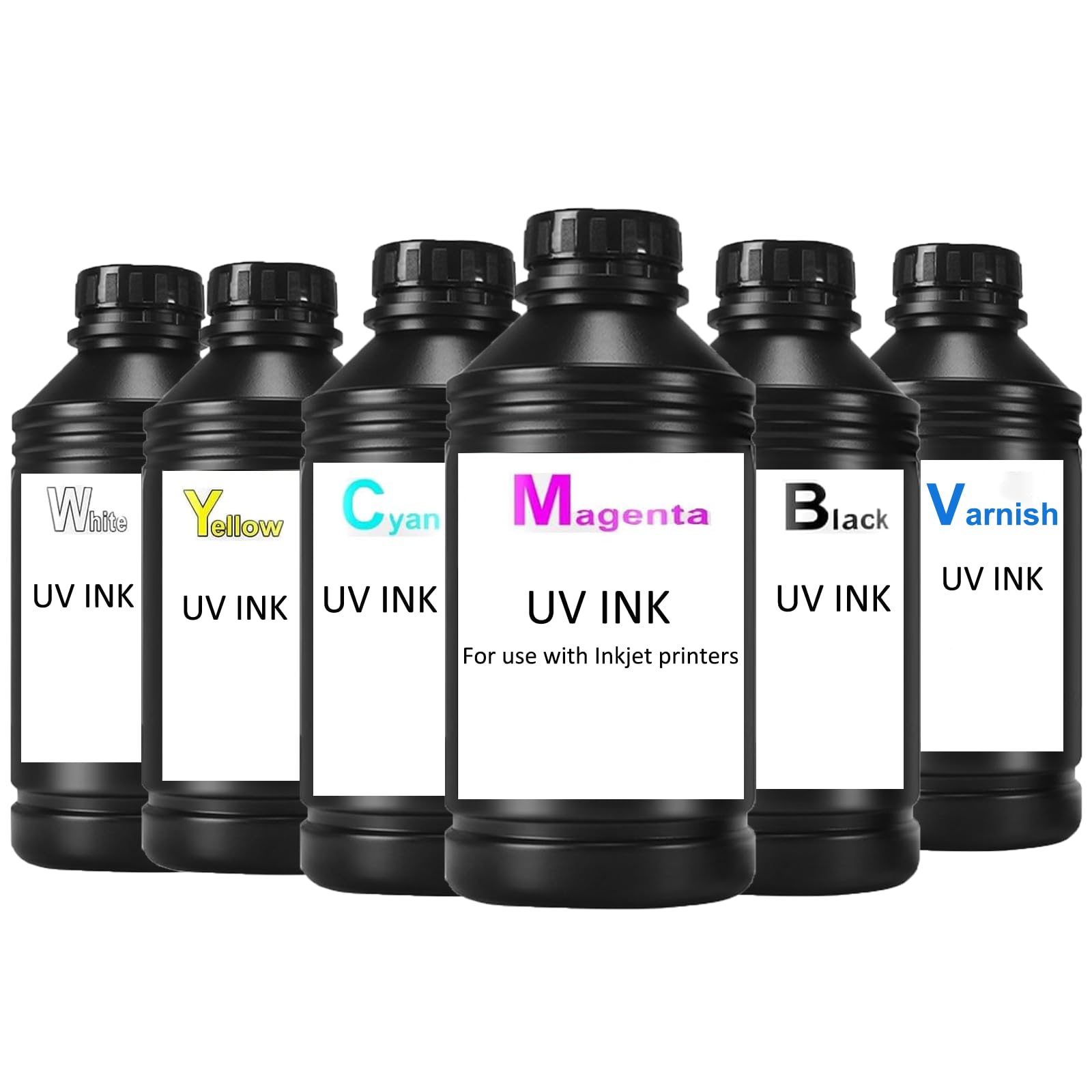 UV Printer Ink for Printing on Various Soft and Hard Materials (6 * 500ML CMYKW+V)