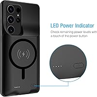 Vista 4 de Funda de batería para Galaxy S23 Ultra, funda protectora de carga portátil delgada de 4800 mAh, compatible con Samsung Galaxy S23 Ultra 5G de 6.8