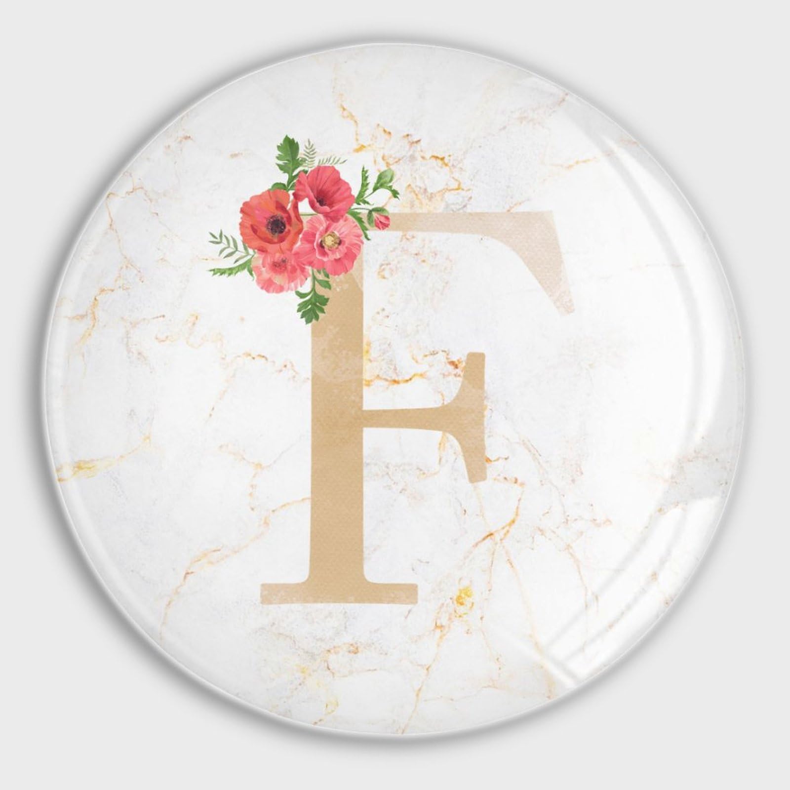 Imanes de cristal con monograma inicial F, imanes pequeños del alfabeto, amapola roja, floral, nombre de la familia, bonitos imanes para casillero, pizarra, escuela, oficina, cocina, 4