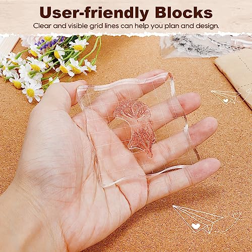 Ucec 7 Pieces Acrylic Stamp Block Assorted Sizes Clear Acrylic Mounting Blocks Set, Decorative Stamp Blocks With Grid Lines For Scrapbooking Crafts Making #TOP6