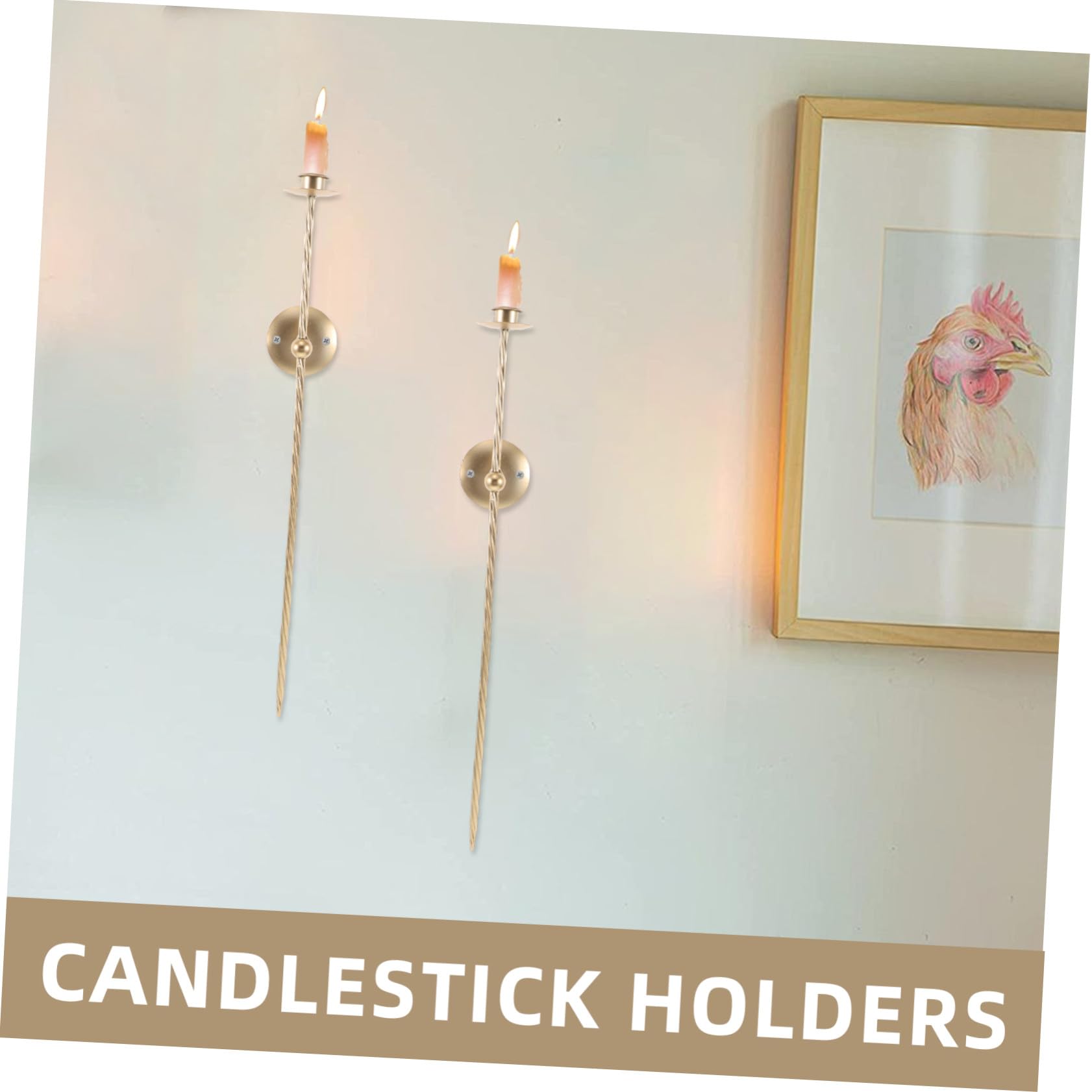 Candelabro de Pared Dorado en Espiral, 2 Piezas de Hierro