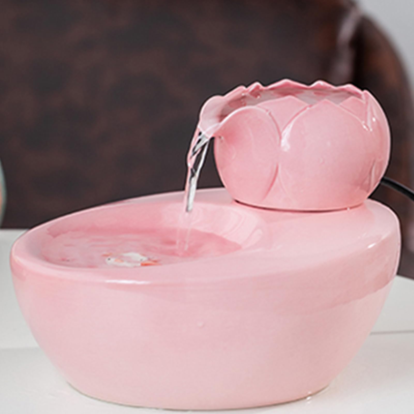 Neigbarer Katzennapf Wasserspender für Haustiere Katzenfutternapf Schwerkraft-Futterspender für Kaninchen Katze Welpe Meerschweinchen Chinchilla Vogel (Rosa)