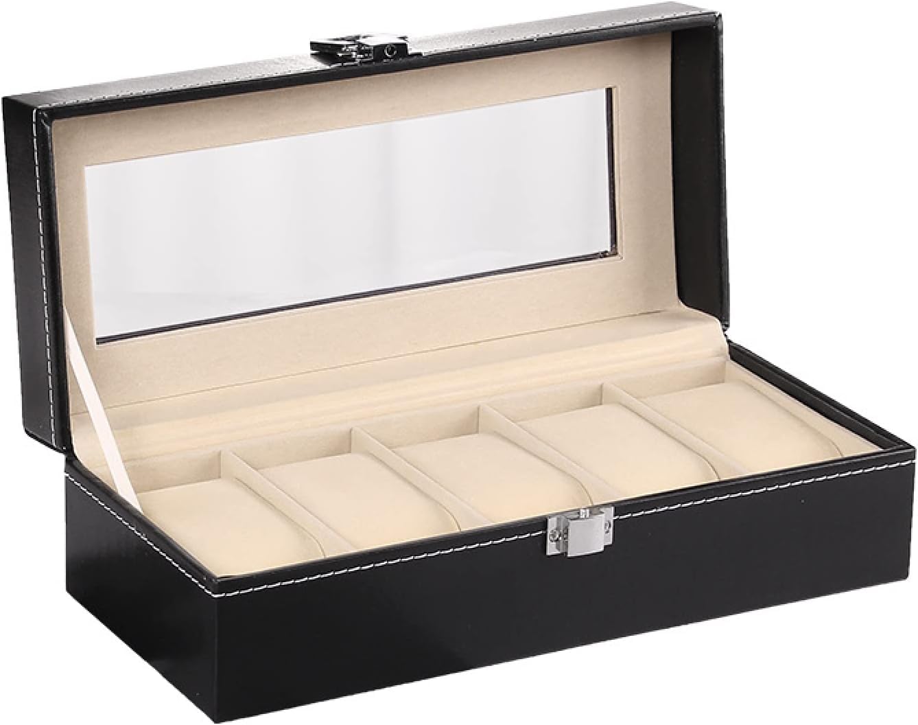 Clixera 5 Grids Watch Box PU Leather Watch Case Holder Organizer Storage Box for Quartz Watches Jewelry Boxes Display Best Gift (B0CBFZ6H59) Amazon Price History, Amazon Price Tracker