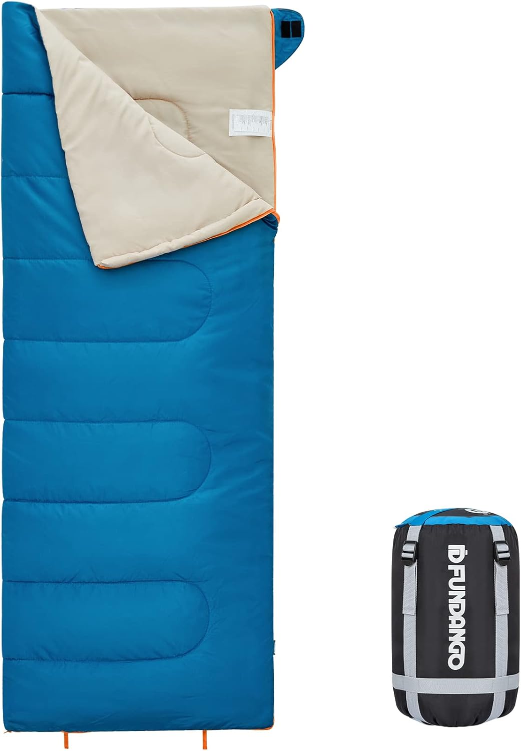 FUNDANGO Saco de Dormir cálido de 3 a 4 Estaciones Rectangular Compacto Ligero Resistente al Agua para Adultos y niños Equipo de Camping Senderismo Viajes y Actividades al Aire Libre