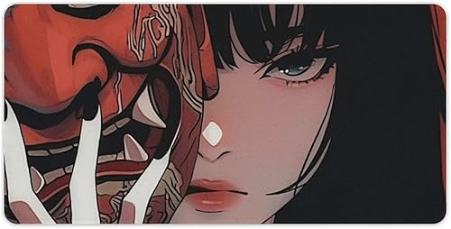 Miniatura 20 de Alfombrilla de mouse grande para videojuegos, samurái, anime, niña, genial, retro, japonesa, alfombrilla de escritorio grande, teclado extendido,