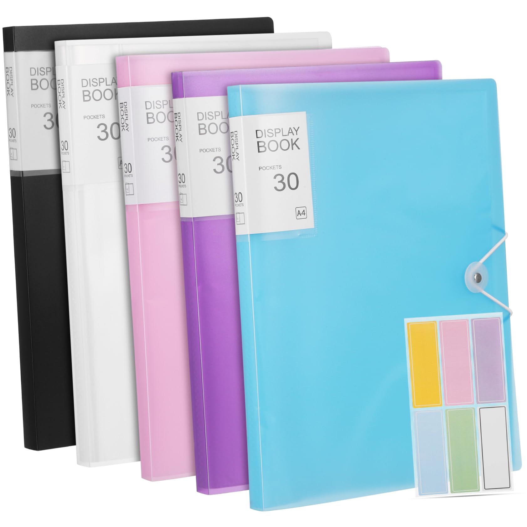 Classeur à Pochettes Transparentes A4 5 Pièces en Pp pour Organisation