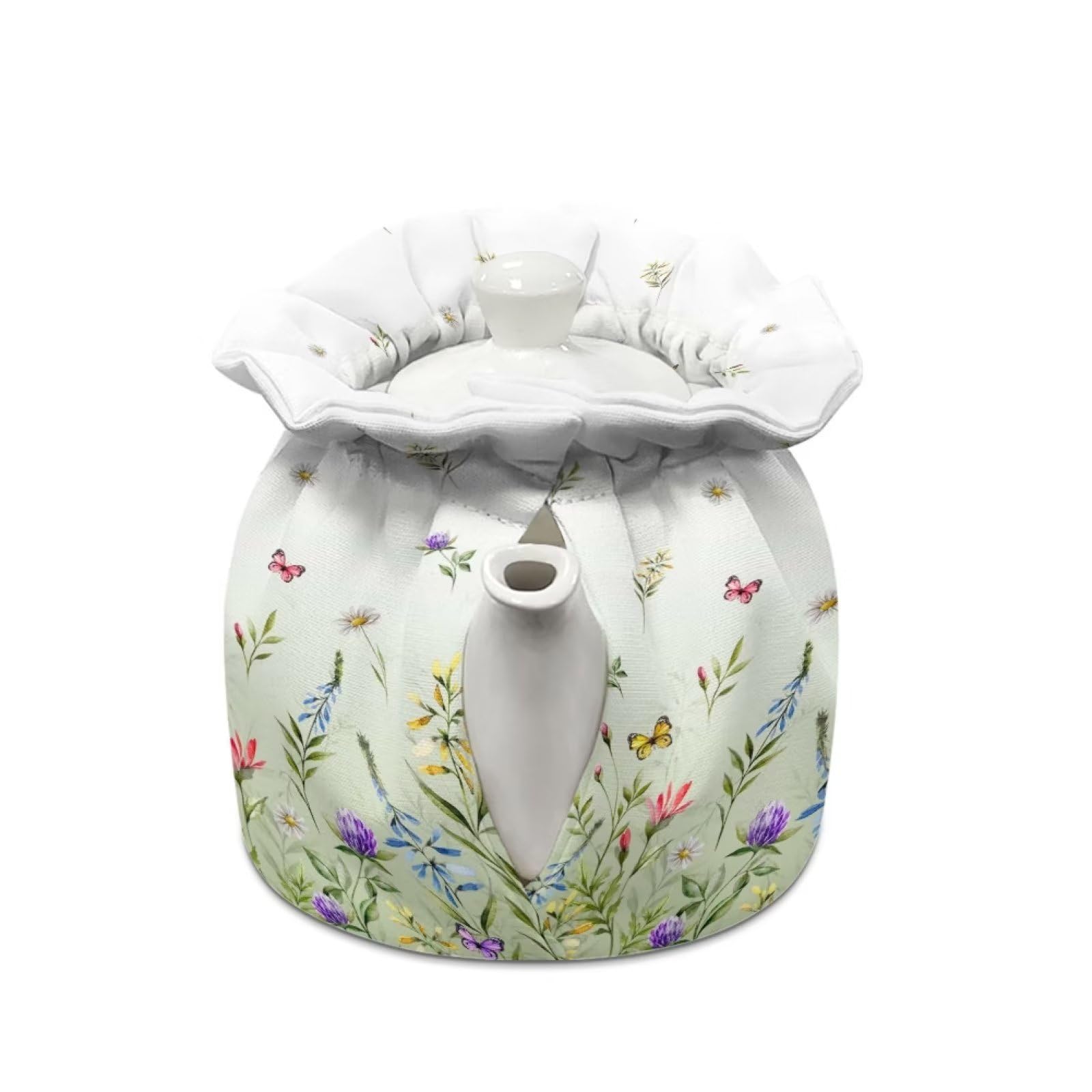 NETILGEN Teapot Warmer Tea Pot Cover Keep Tea Warm Insulation Teapot Cozies Machine Washable Kettle Cover Breakfast Warmer Home Decor, Green Floral