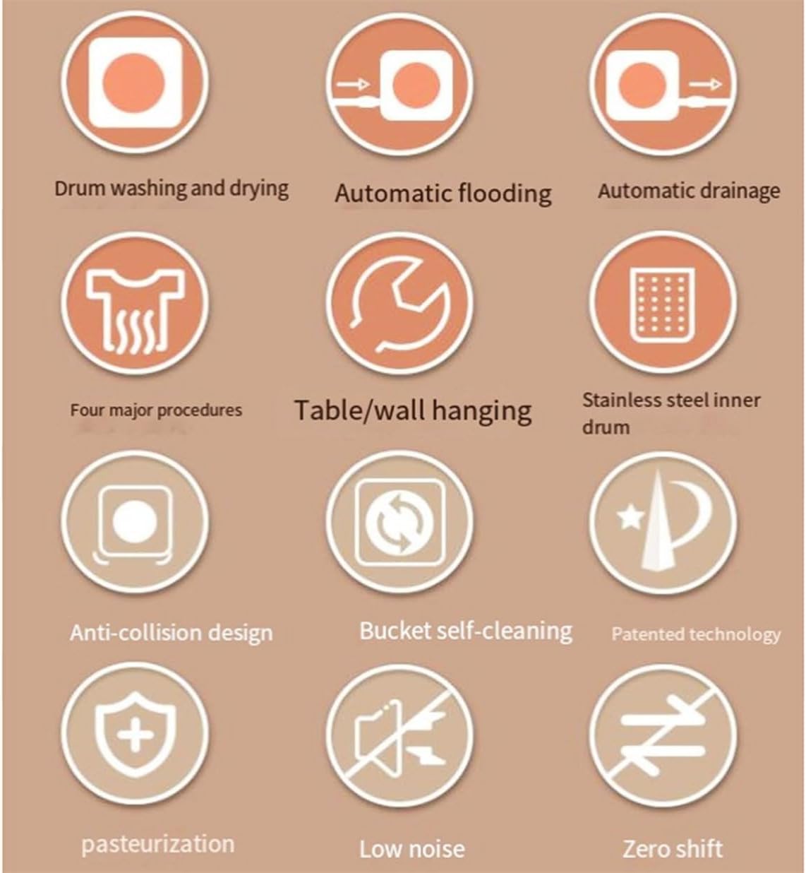 3.5L Automatic Mini Washing Machine, Tumble Laundry Dryer with Stainless Steel Inner Barrel, Compact Clothes Spin Dryer, Low Noise, Ideal for Countertop Or Wall Mount