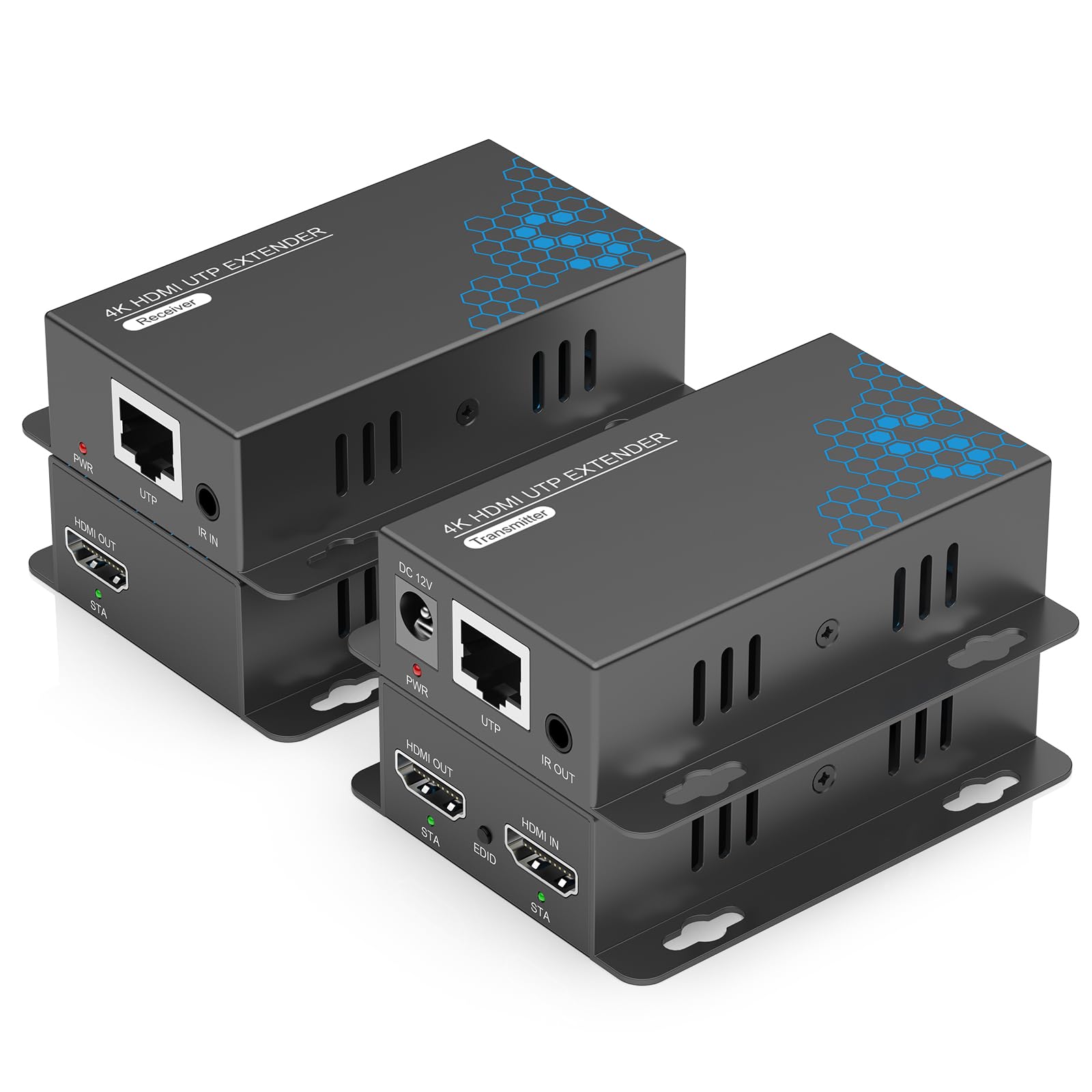 Extender HDMI 4K@30Hz su CAT6/CAT7, Prolunga HDMI tramite LAN 40m | con EDID e POC，Funzione IR e HDMI Loop Out, Plug & Play per Home Cinema, Ufficio, Sala Conferenze, Scuola e Digital Signage