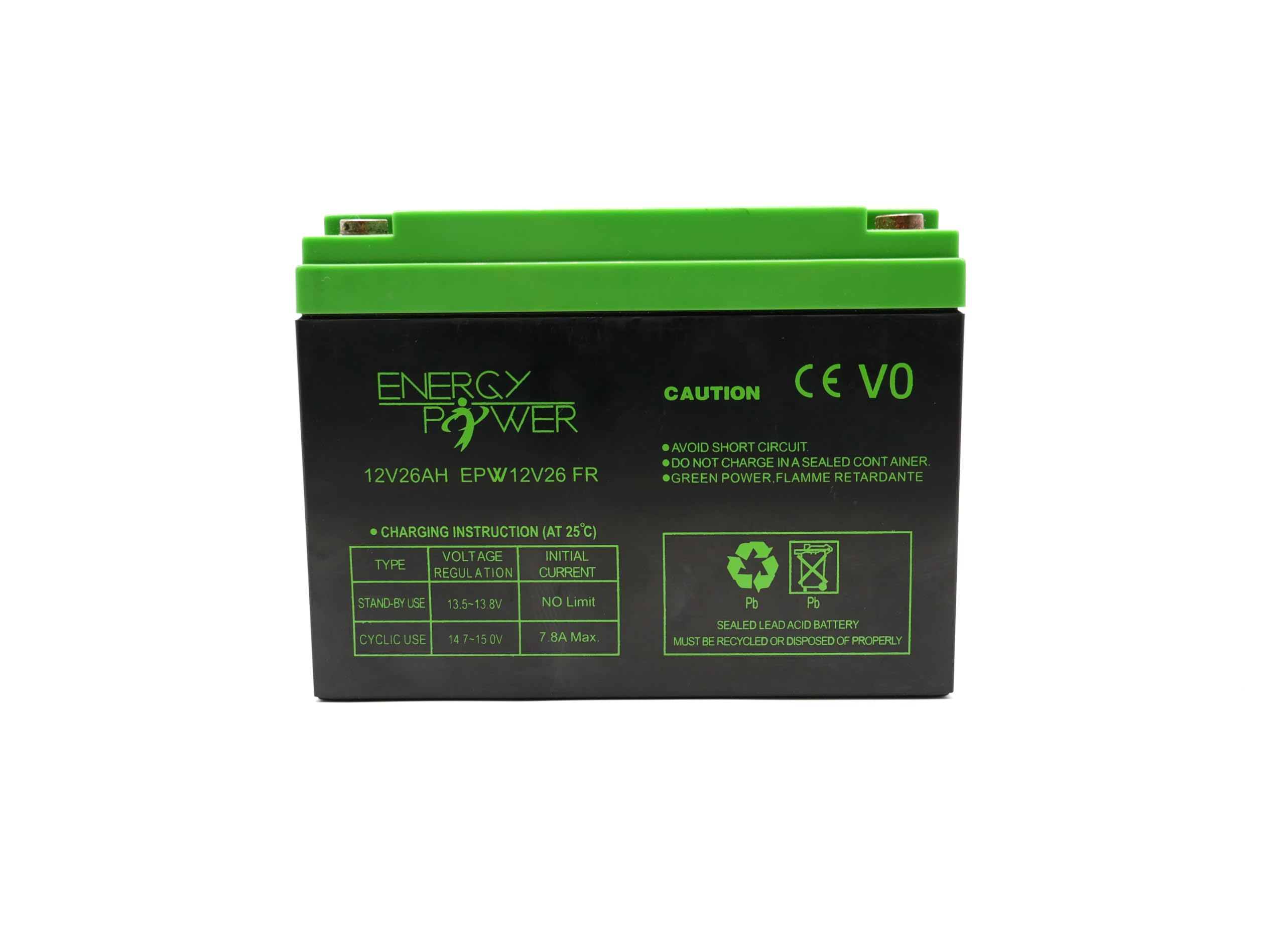 Batterie au Plomb Étanche 12V 26Ah VRLA – sans Entretien – Bornes F3/F12 – Batterie Professionnelle pour Alarme, UPS, Solaire et Automatismes