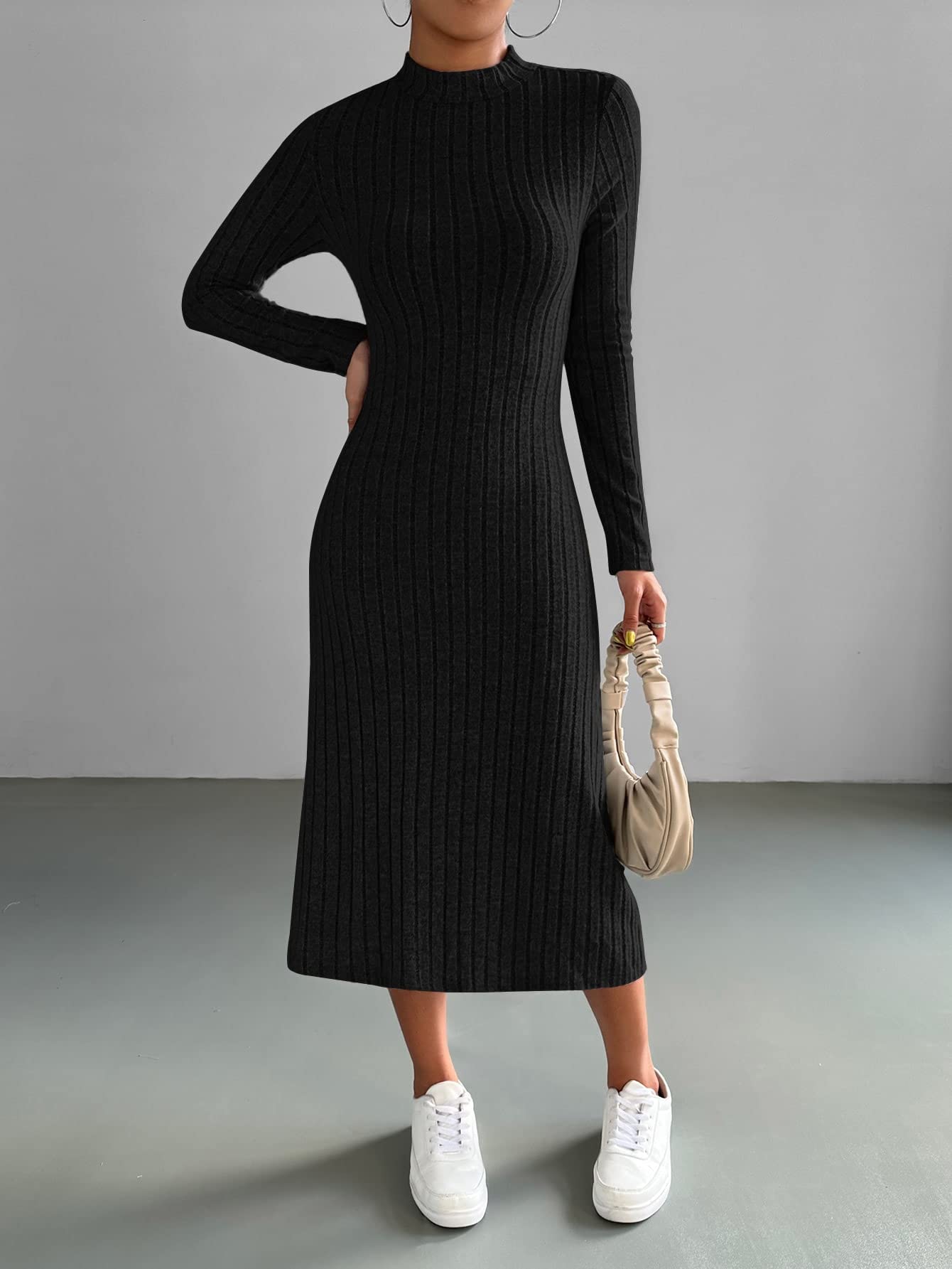 Amazon.com: Neeno Women's Dresses Mock Neck Ribbed Knit Dress Dress for Women (Color : Black, Size : Large) : Clothing, Shoes & Jewelry Amazon.com: Neeno Women's Dresses Mock Neck Ribbed Knit Dress Dress for Women (Color : Black, Size : Large) : Clothing, Shoes & Jewelry