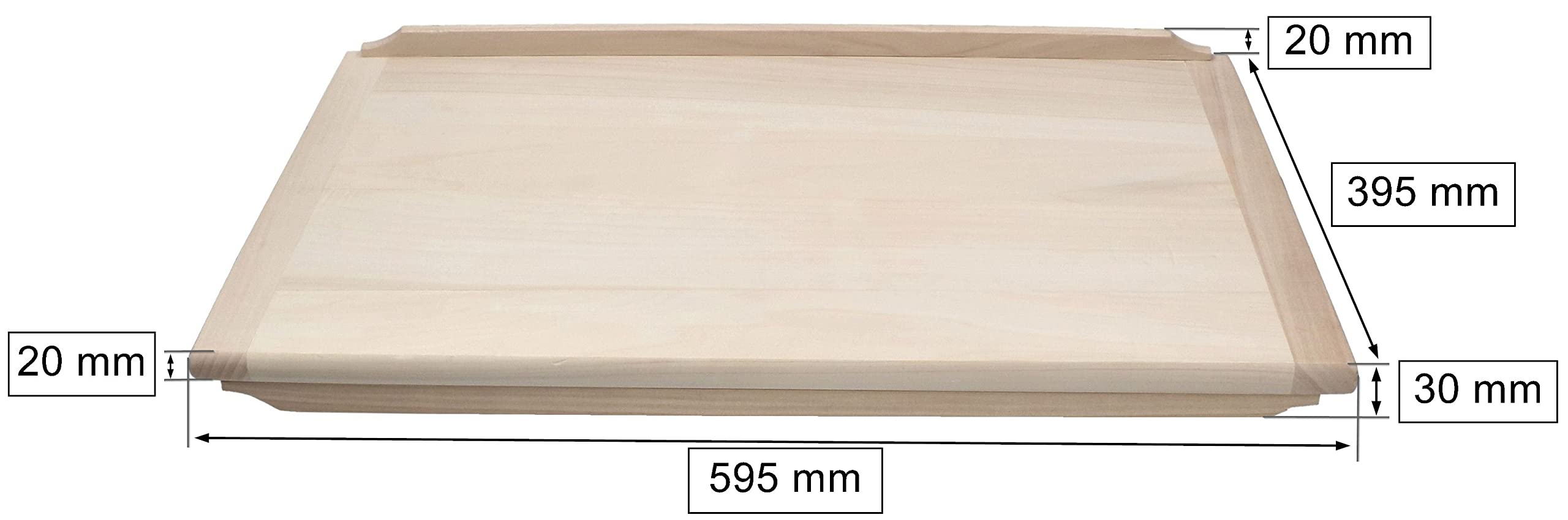 KOTARBAU® Tagliere grande in legno con battiscopa, 60 x 40 cm