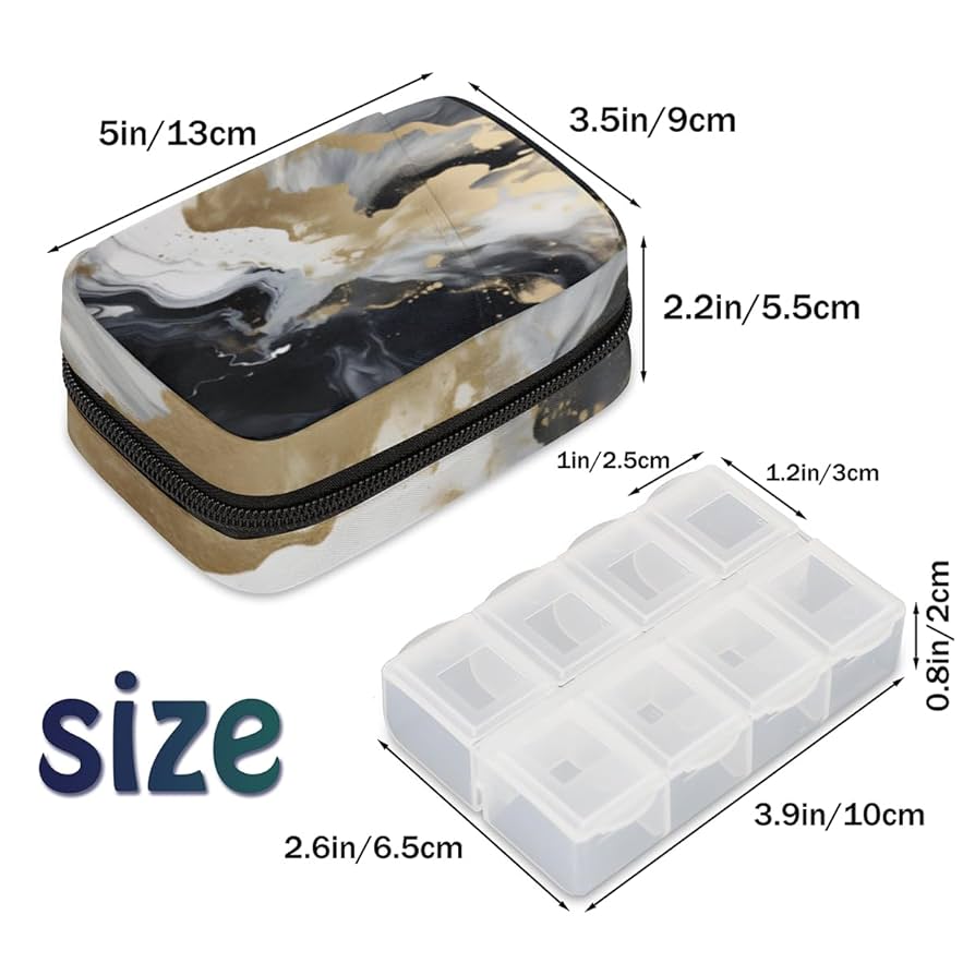 Amazon.com: Liquid Marble Texture Pill Box 7 Day Travel Pill