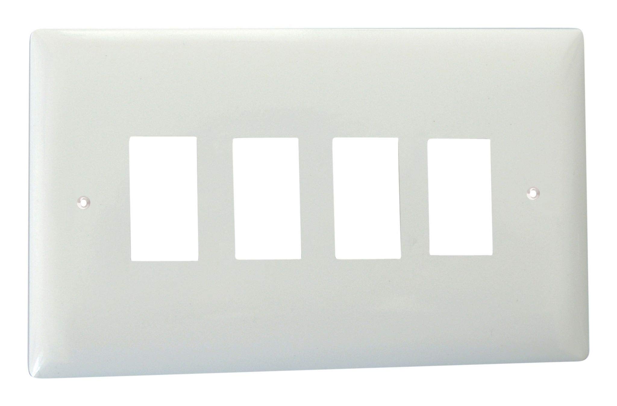 Varilight XOPGY4 PowerGrid Polar White 4 Gang Grid Plate (Twin Plate)