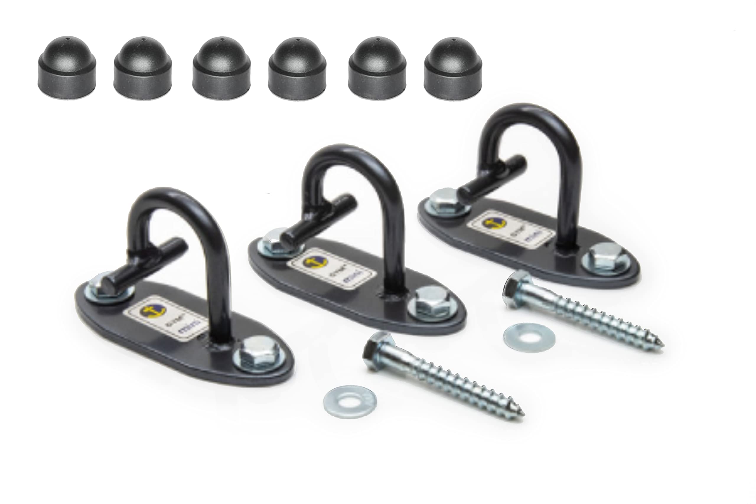 Anchor Gym Set of 3 Mini H1 Workout Mount Anchors. Wall or Ceiling, Designed for Body Weight Straps, Bands, Strength, Yoga, Home Gym, Physical Therapy Exercise (Wood Screws Included) (Gun Metal Gray)