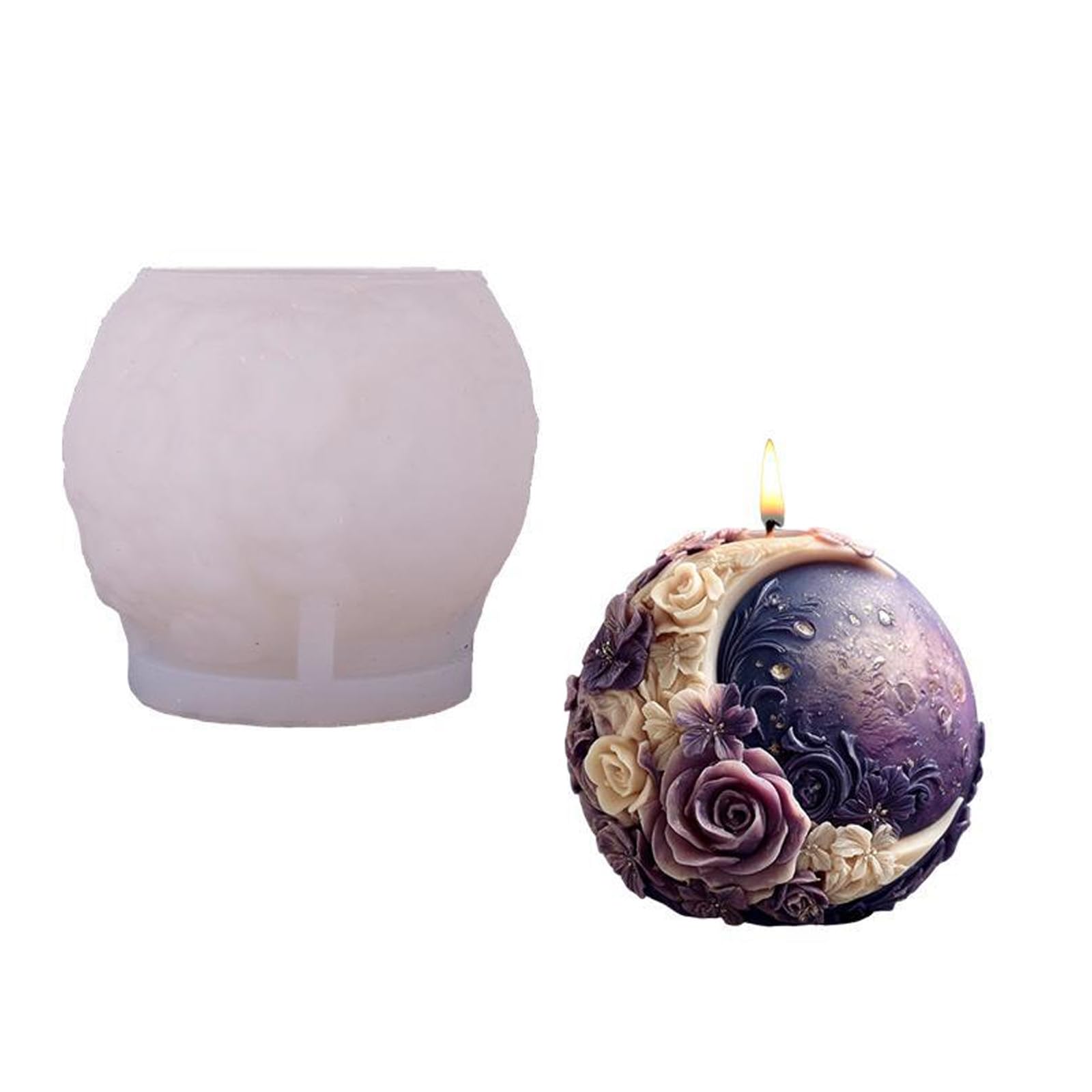 Jazuaiao Mold, Round Silicone for Making Floral Moons Candled for Diys Soap, Aromatherapys Candled Making Molds