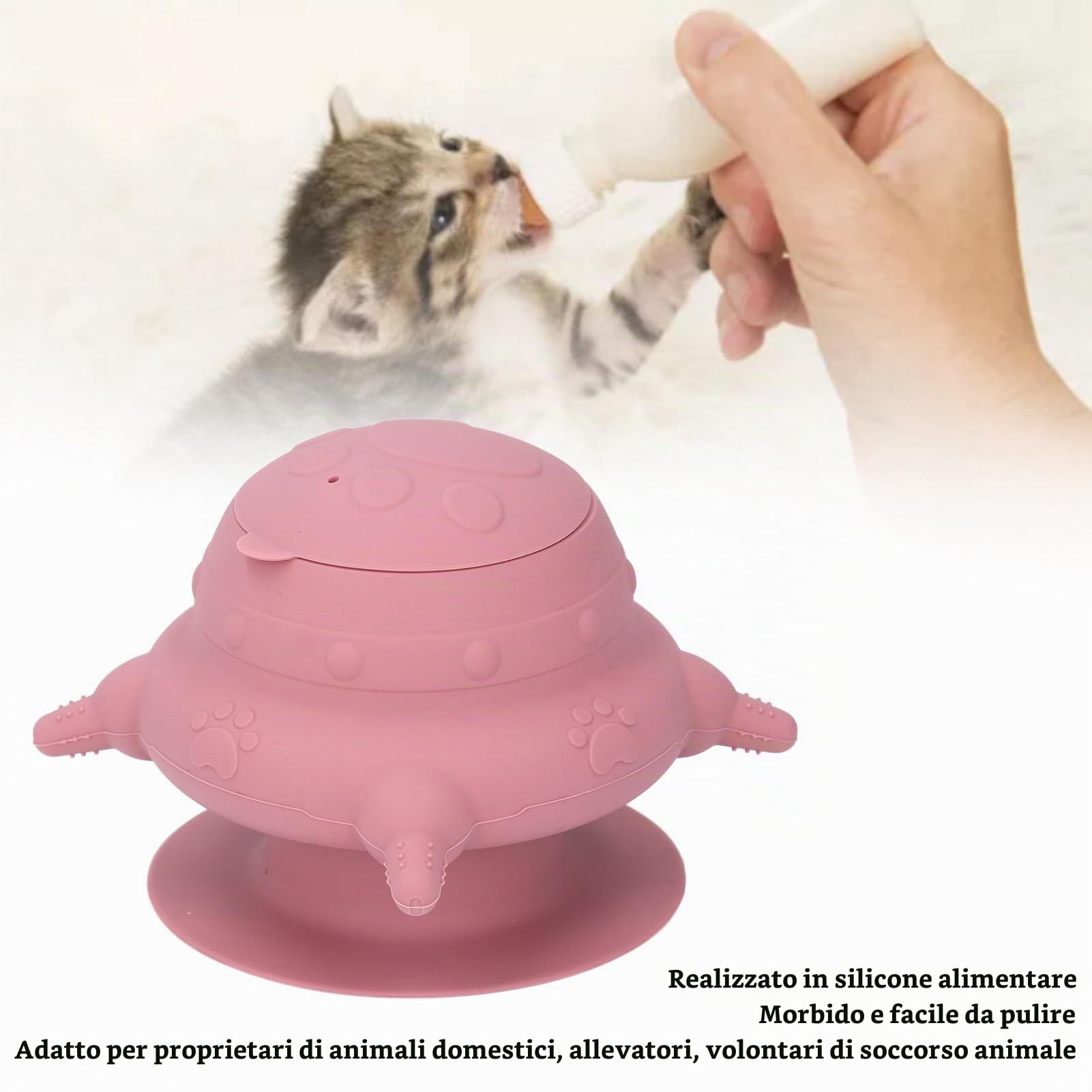 Bevitore per latte in silicone per cuccioli - 4 tettarelle, stazione di allattamento di emergenza per più cuccioli e gattini, morbido silicone alimentare