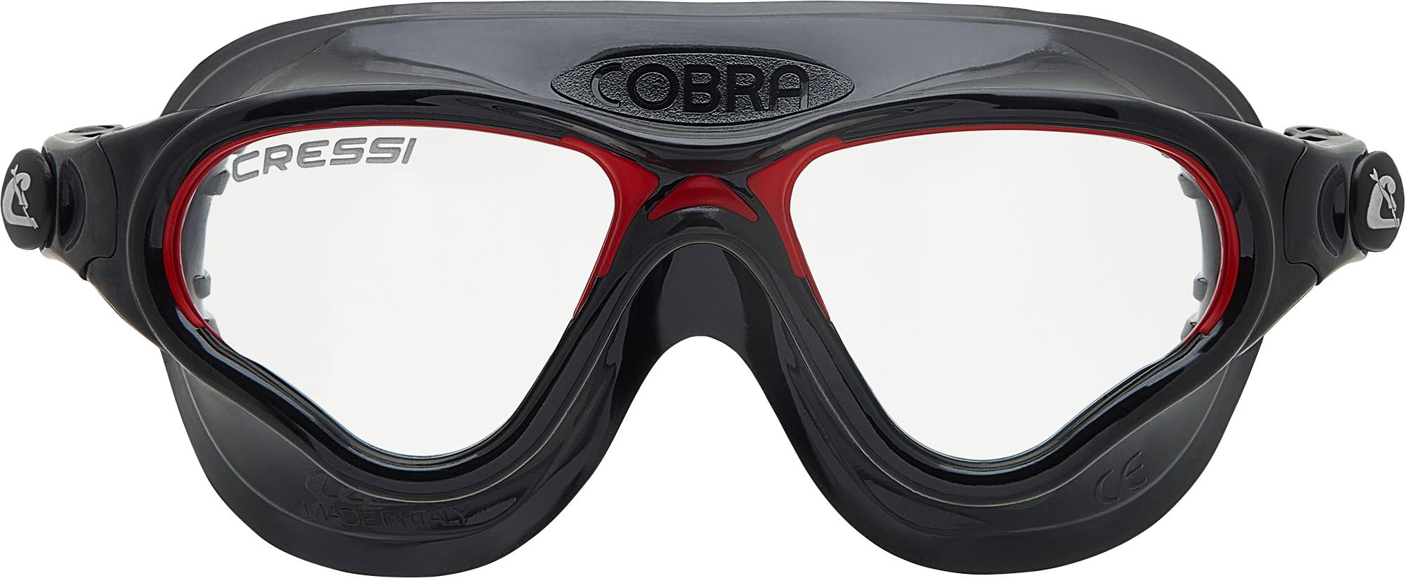 Cressi Cobra Anti Fog Premium Swim Goggles Mask - Black/Red