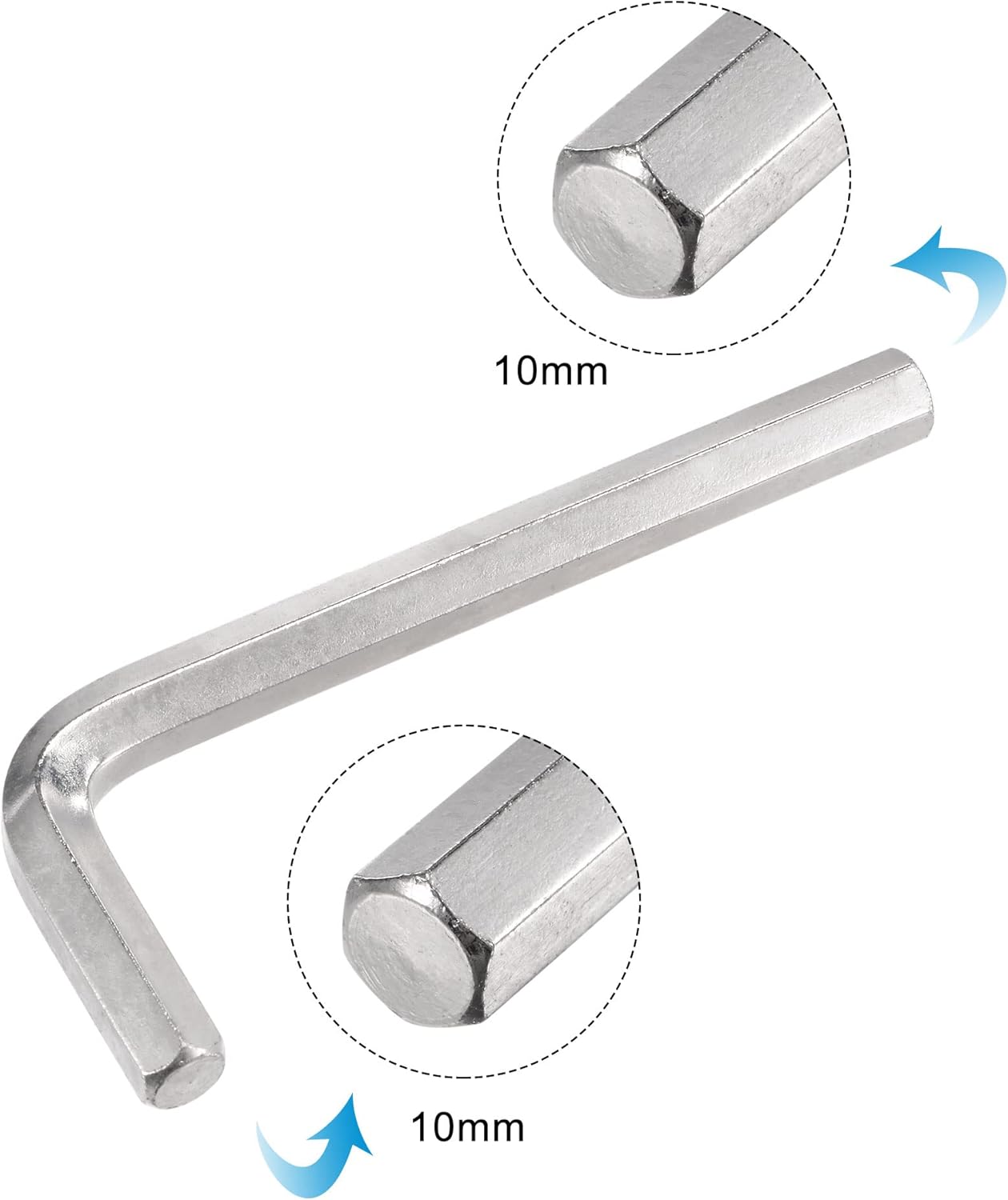 uxcell 10mm Hex Key Wrench, L Shaped CR-V Repairing Tool