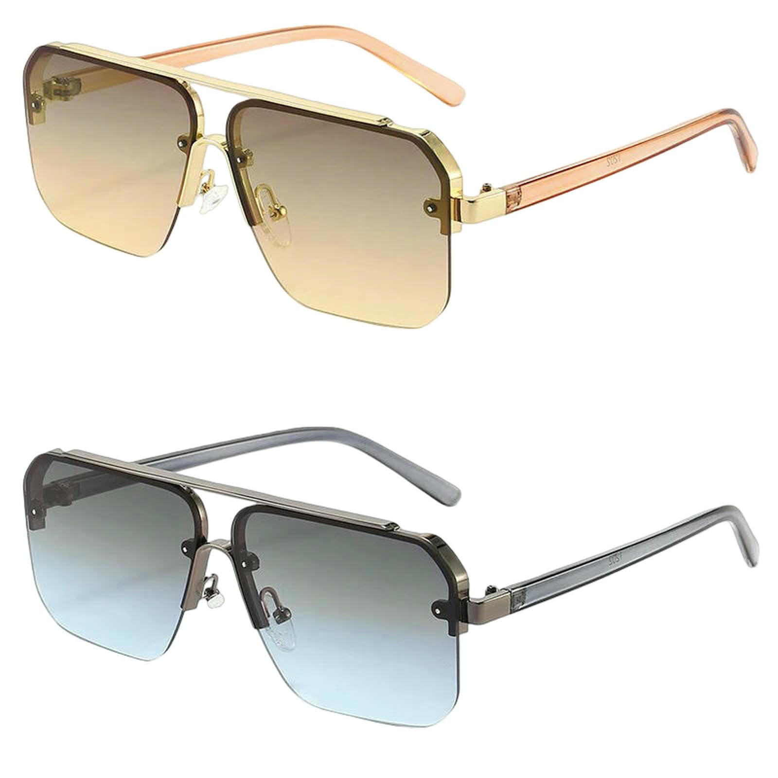 Occhiali da Sole con Montatura Quadrata alla Moda Mezza per Uomo E Donna-3 Pezzi Nerorosamarrone
