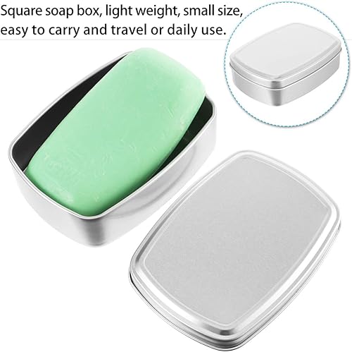 Miniatura 7 de DOITOOL 2 recipientes de viaje de jabón de aluminio, soporte portátil de metal para jabón con tapa, a prueba de fugas, funda de viaje para baño,