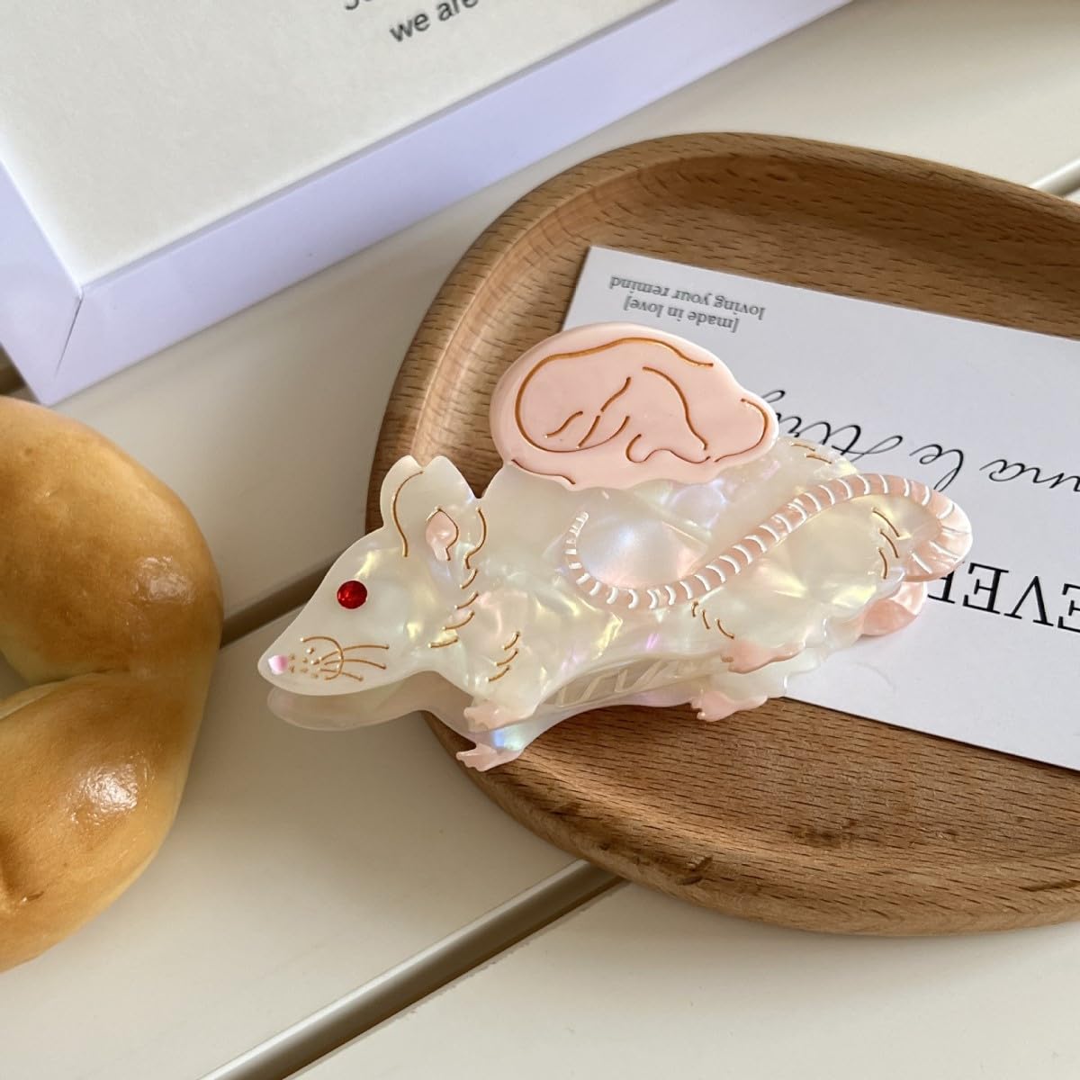Novelty Rat Hair Clips,Funny Acetate Mouse Hair Clip,Fashion Claw Clips for Women,Pink - Image 3