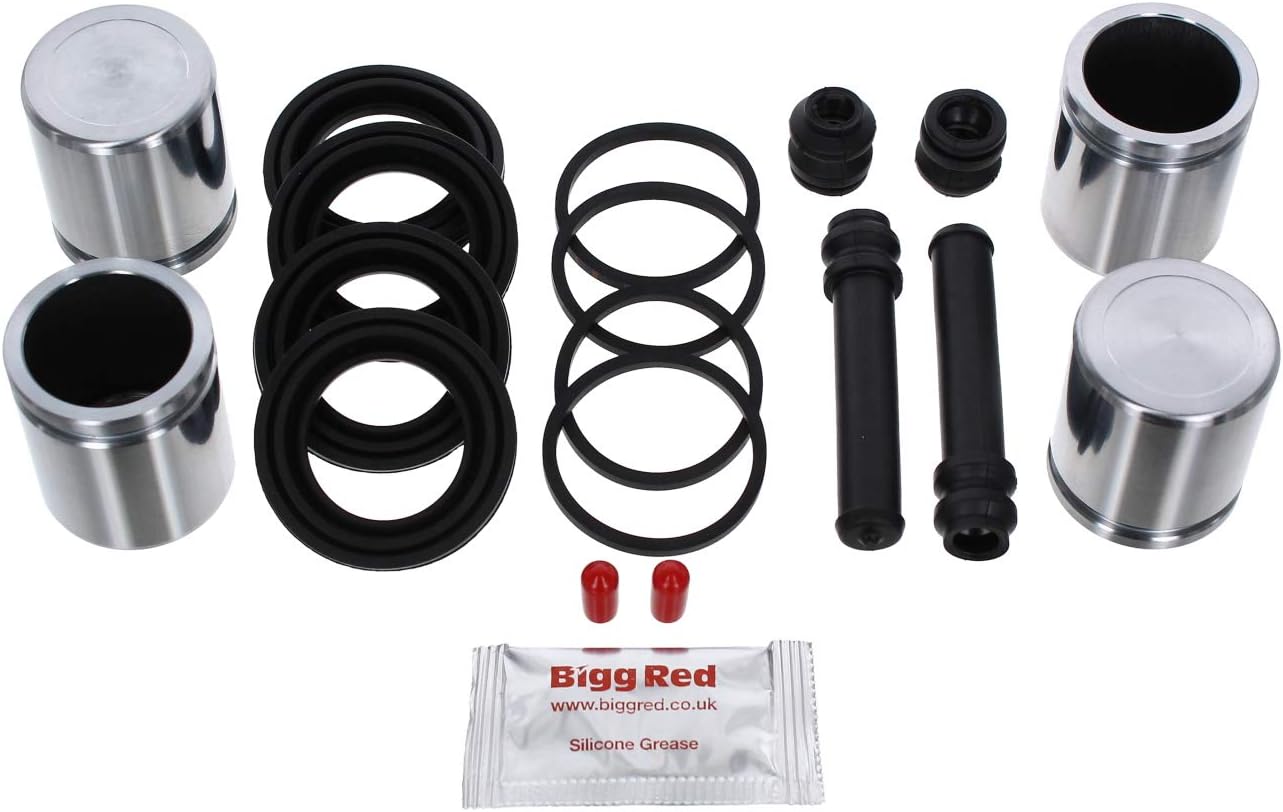 Bigg Red Front Brake Caliper Repair Seal Kit and Pistons Compatible