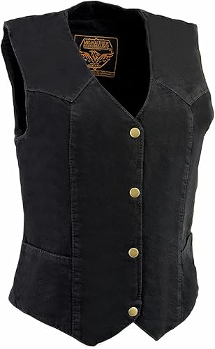 Milwaukee Chaleco vaquero azul de cuero para mujer Mdl4000