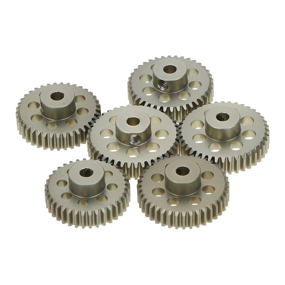 KingVal Replacement 6PCS 48DP 3.175mm 36T 37T 38T 39T 40T 41T Aluminium Pinion Motor Gear Combo Compatible with 1/10 RC Car Brushed Brushless Motor