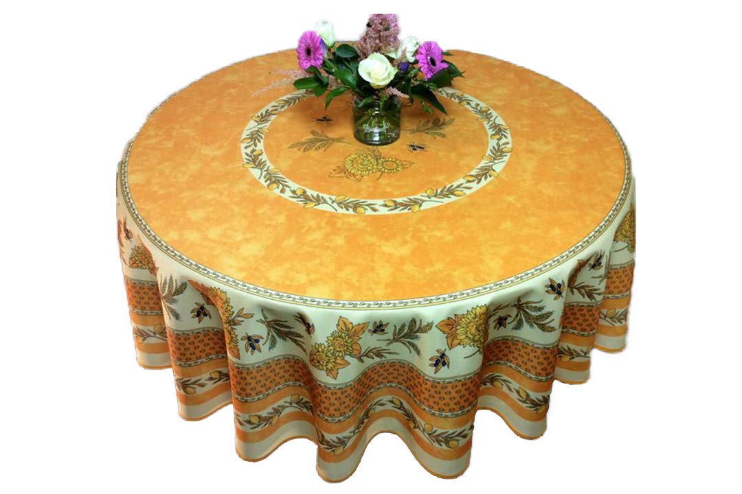 Stain-Resistant Tablecloth Bee Sunflower Design – Rectangular Or Round – Various Sizes – Non-Iron-Resistant, Easy Care – Provencal Style For Kitchen And Garden (Yellow, 200 X 150 Cm 12 thumbnail image