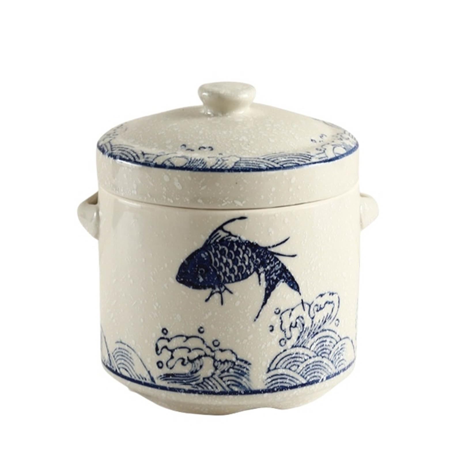 Bnkjdtuw Blue Ceramic Casserole, Small Stew With Lid, Steam Bowl With, For Household Braised Bird's, Steamed Egg