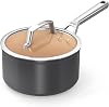 Ninja Extended Life 20cm Ceramic Saucepan with lid, Non-Stick (No PFAS, PFOA, Lead or Cadmium), Induction Compatible, Oven Safe Up to 285°C, Terracotta & Grey, CW90220EUI