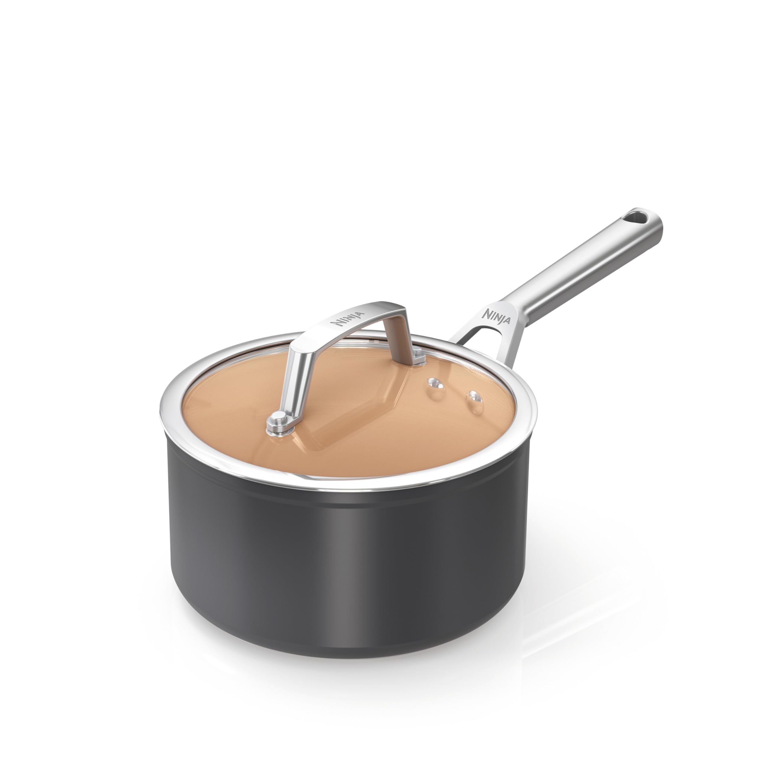 Ninja Terracotta & Grey Extended Life 20Cm Ceramic Saucepan With Lid, Cw90220eui