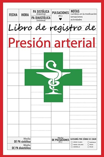 Libro de registro de Presión arterial: Cuaderno para anotar y controlar la tensión arterial y el pulso, El Registro la presión sanguínea y ritmo cardíaco, Diario de Control para la hipertensión.