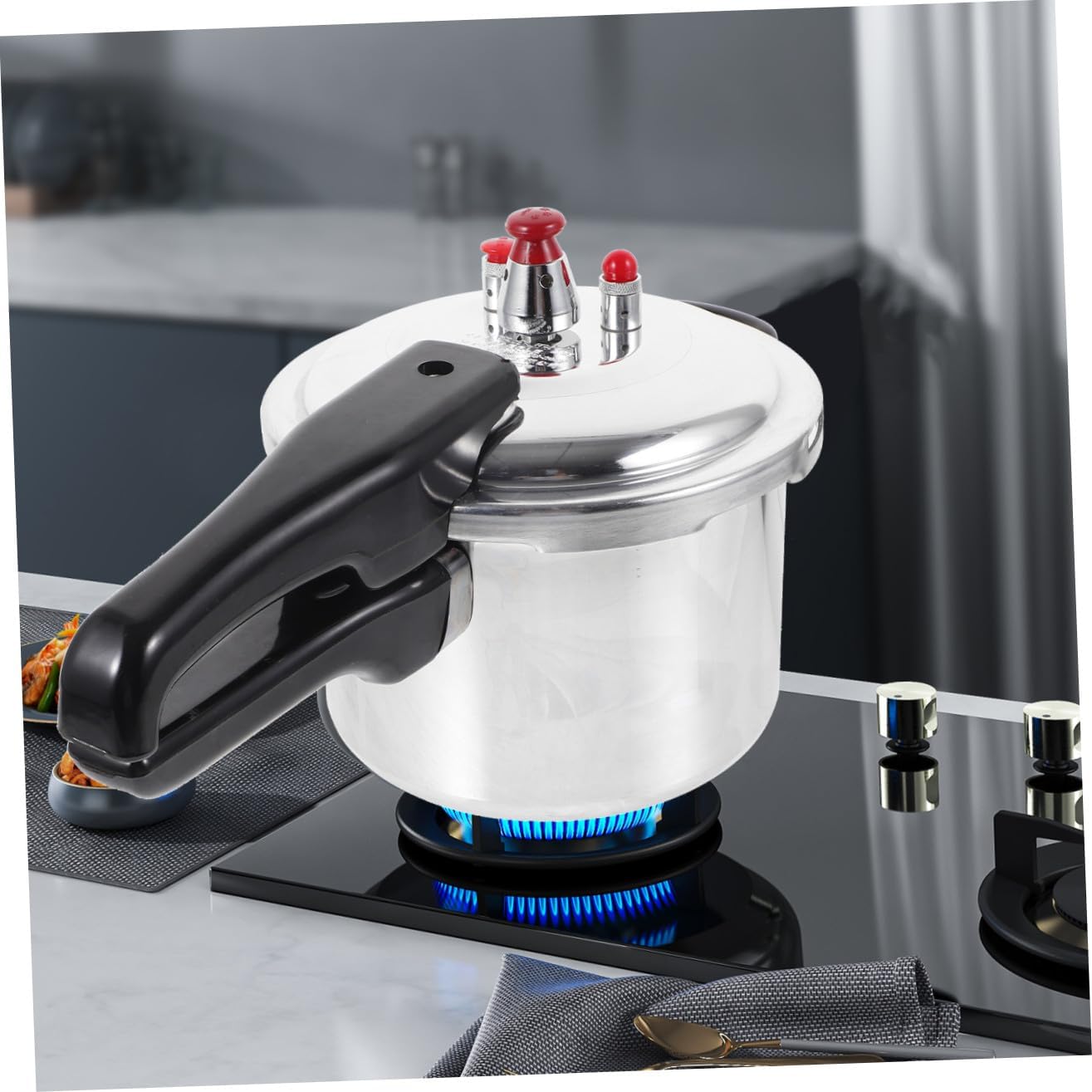 Generic High Pressure Cooker Pot with Composite Base Stove Top Pressure Cooker Compatible with Gas Stove and Induction Thickened Body Easy to Clean Kitchen Accessory for Fast Cooking