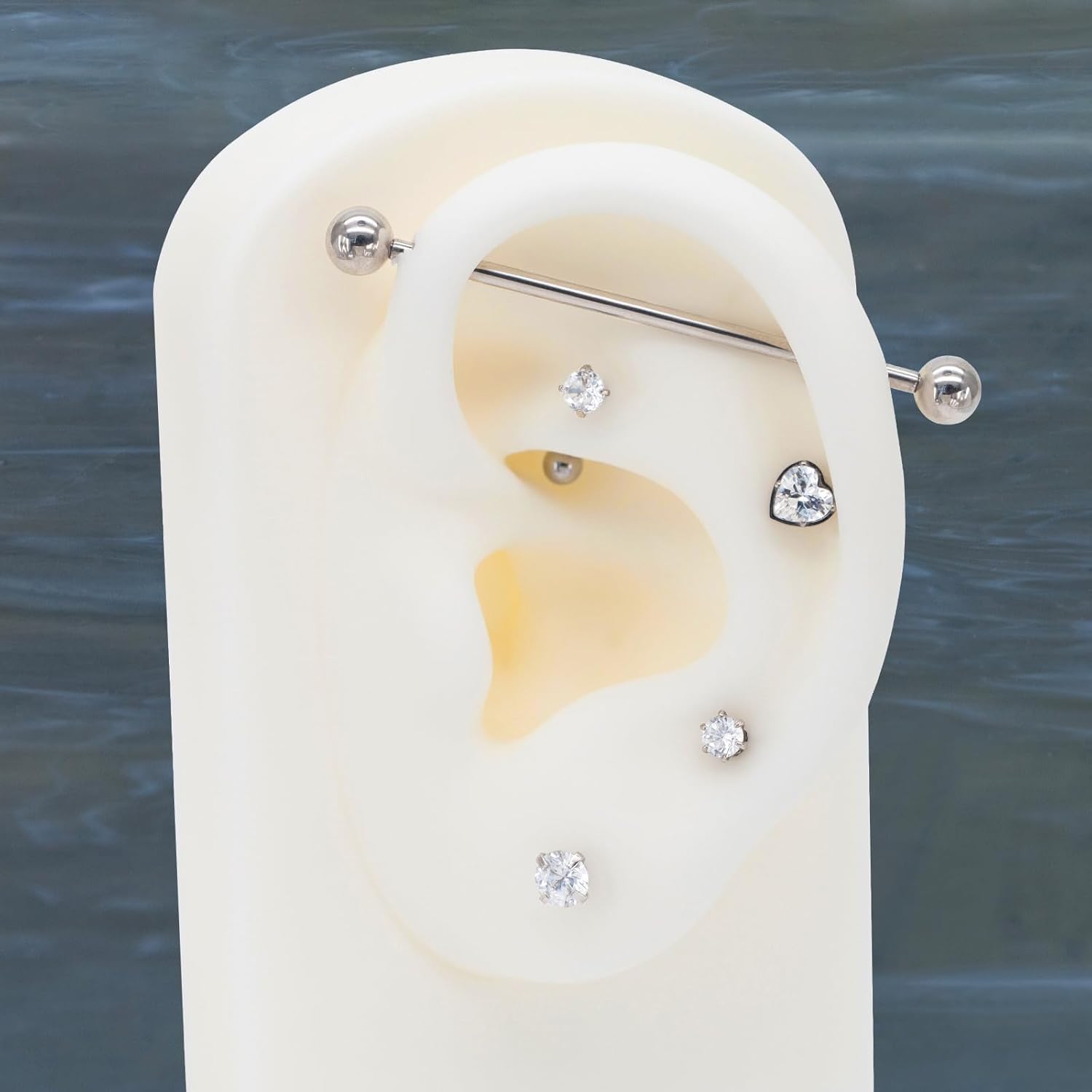 G23 Titanium Threadless Top in Curved Barbell Ring 16G, Eyebrow Rings, CZ, Rook Cartilage Earring, 8mm Vertical Labret, Daith, Helix Piercings Body Jewelry Sliver - Image 5