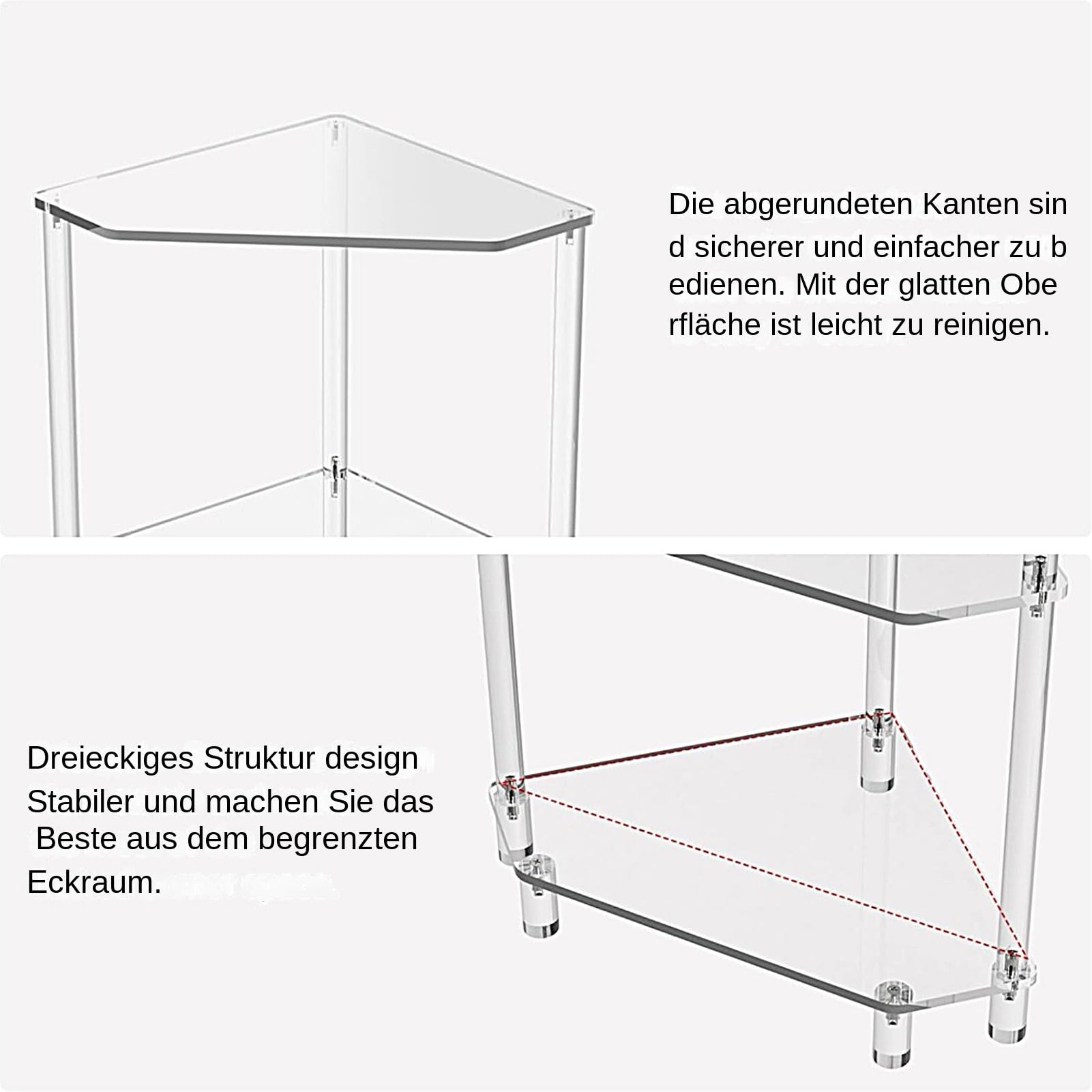 Generisch Acrylic Table, Shower Shelf, 3-Tier Triangle Design Optimizes | Vertical Organization, Resilient Fabrication Ensures Effortless Cleaning, Bath Organizer for Chic Interior Settings
