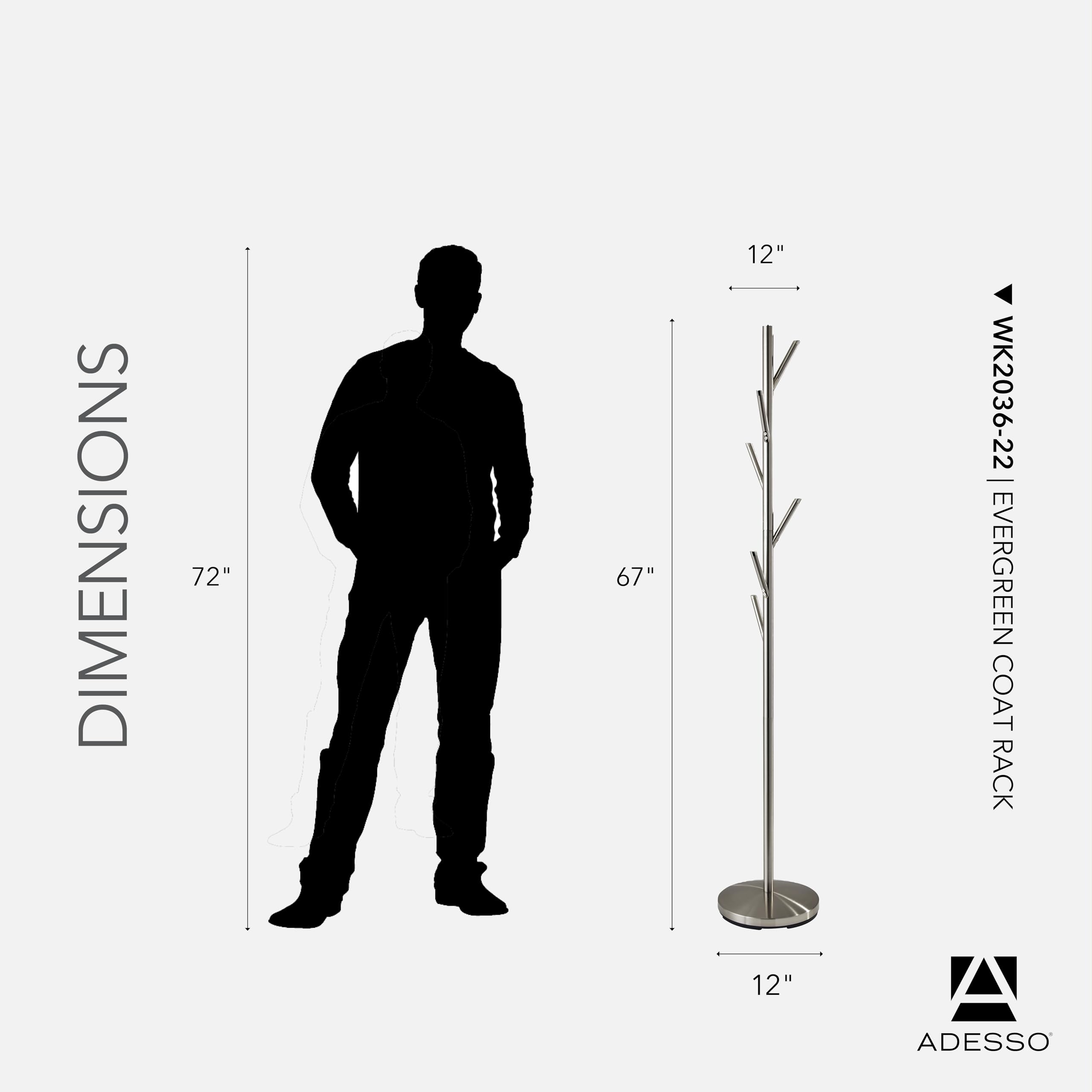 Amazon.com: Adesso Evergreen Coat Rack with Brushed Steel Finish
