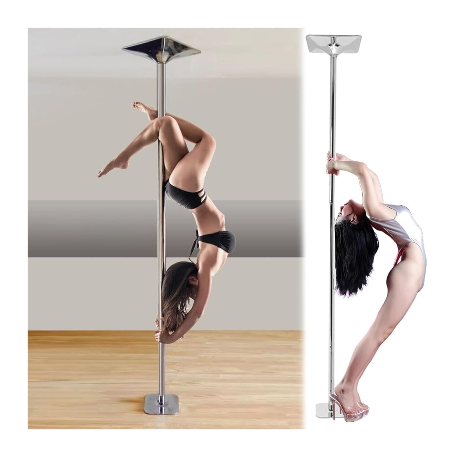 JYBNBBE Pole Dancing Pole for Home Static Spinning Pole for Apartment, Portable Removable 45mm Dance Pole Kit,Silver-3.2M