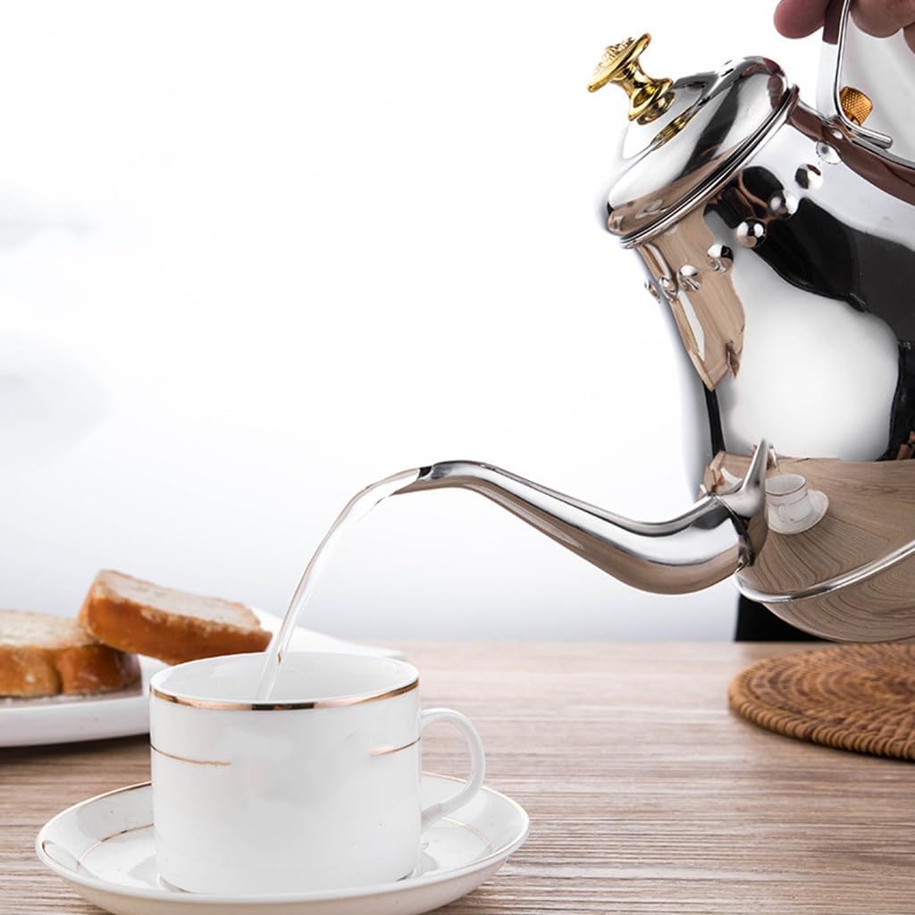 Stainless Steel Palace Kettle Cold European Coffee Pot Home Hotel Filter Teapot Induction Cooker