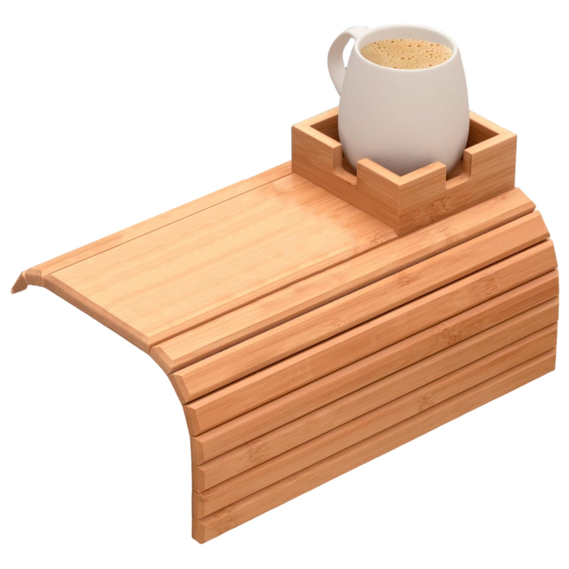 Porte-gobelet de canapé en bambou, table d'accoudoir clipsable pour téléphone